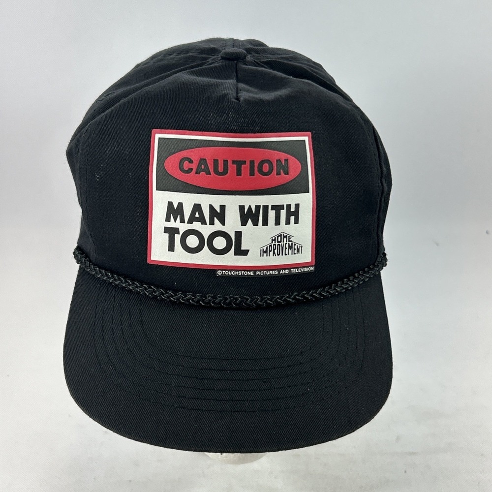Vintage Home Improvement TV Show Hat Cap Caution Man With Tool 90's Rope Brim
